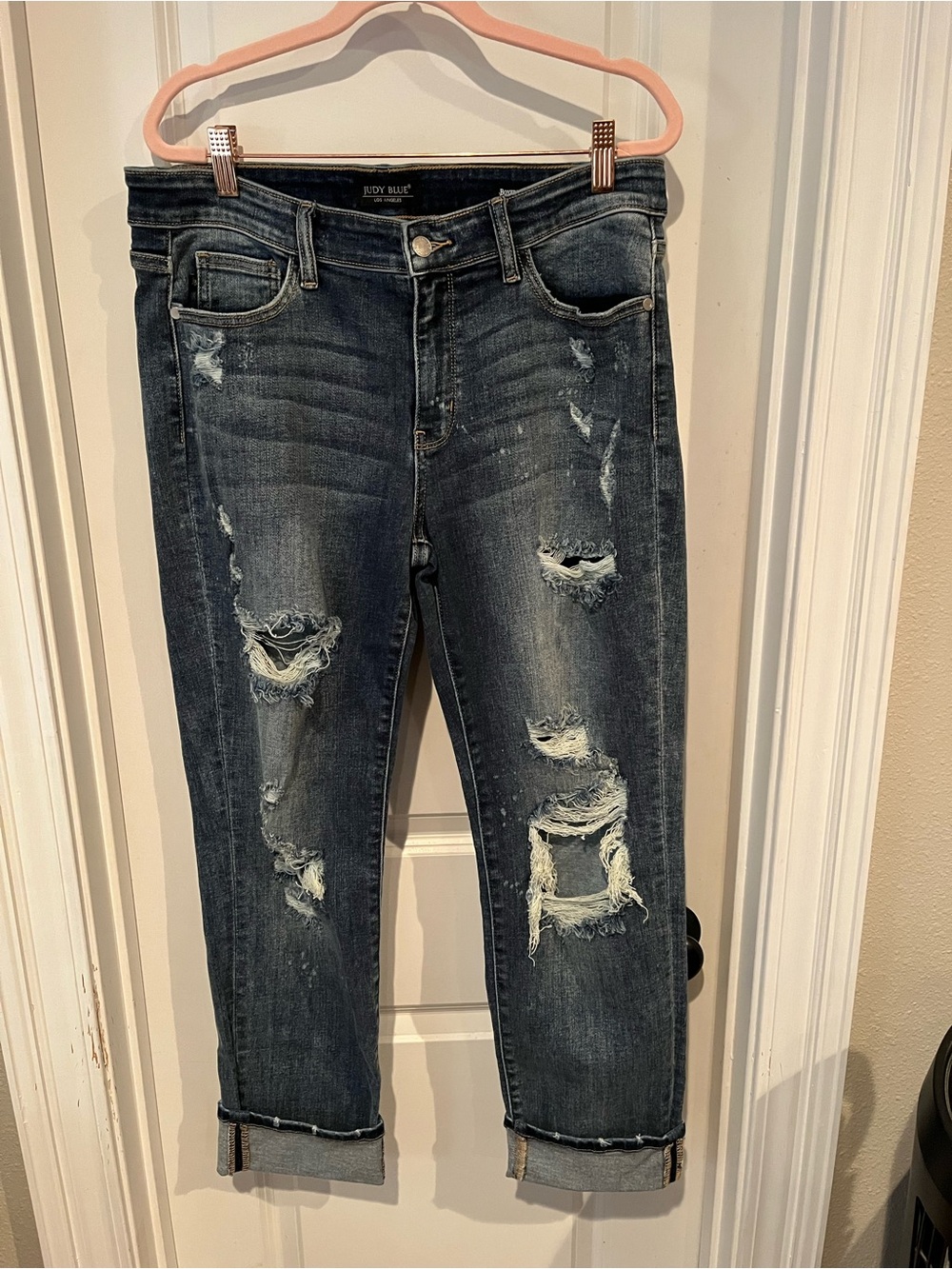 Judy Blue Women's Distressed Boyfriend Jeans - 13/31
